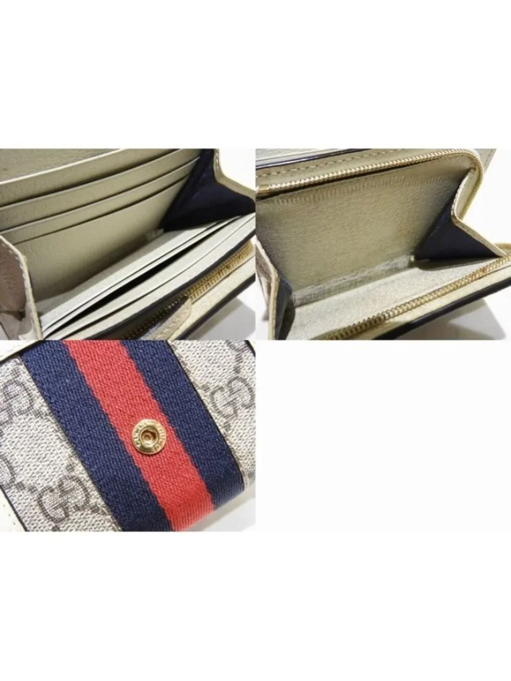 Gucci Ophidia Compact Wallet Canvas Leather GG Supreme Sherry Line